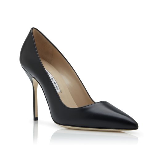 Black Calf Leather Pointed Toe Pumps, CA$945