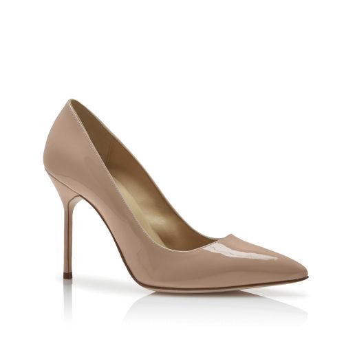 HANGISI | Champagne Satin Jewel Buckle Pumps | Manolo Blahnik