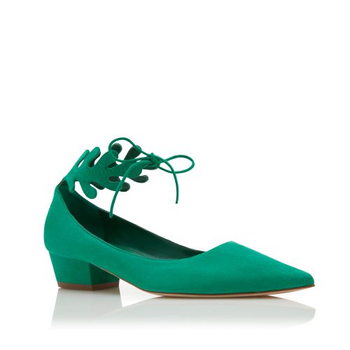 Green Suede Ankle Strap Pumps , £695