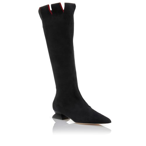Black Suede Knee High Boots , US$1,595