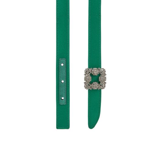 Green Satin Crystal Buckled Belt, £625