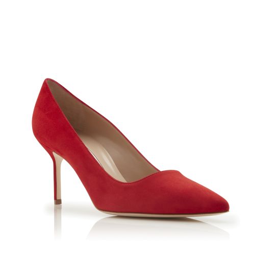 Bright Red Suede pointed toe Pumps, CA$945
