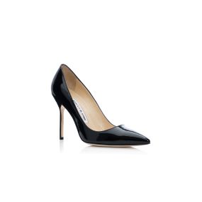 Black Patent Leather Pointy Toe Pumps, Romy 85