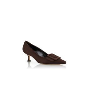 【MANOLO BLAHNIK】MAYSALEPUMP 50 スエード バックル パンプス MAYSALEPUMP 50 | Black Suede Buckle Detail Pumps | Manolo