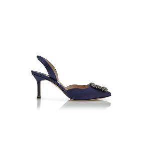 パンプス Manolo Blahnik SHOES (MAYSLI2190182 NAVY) MAYSALE | Navy Blue Suede Kitten Heel Mules | Manolo Blahnik