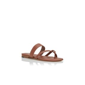 SUSACRU | Brown Calf Leather Crossover Flat Sandals | Manolo