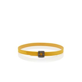HANGISI BELT MINI | Yellow Satin Crystal Buckled Belt