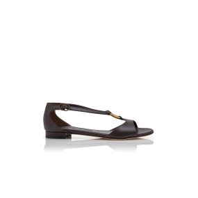 THEODO | Black Calf Leather Flat Sandals | Manolo Blahnik