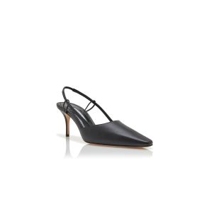 ManoloBlahnikネイビー ポインテッドトゥ スリングバックミュール40 ポインテッドトゥ ハイヴァンプスリングバックフラット - Black