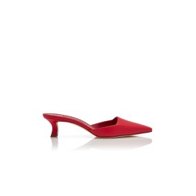 【MANOLO BLAHNIK】陽ざしに映える♪ Moiramu レザー ミュール MOIRAMU | Red Nappa Leather Pointed Toe Mules | Manolo Blahnik
