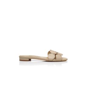 HARIBALMUFLAT | Beige Nappa Leather Flat Sandals | Manolo