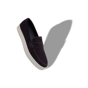 ELLIS | Men's Navy Blue Suede Slip-On Loafers | Manolo Blahnik