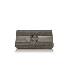 【MANOLO BLAHNIK】グリッタージュエルバックルクラッチ CAPRI GLITTER | Silver Glitter Jewel Buckle Clutch | Manolo