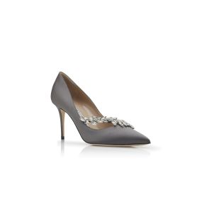 NADIRA Grey Satin Jewel Buckle Pumps Manolo Blahnik