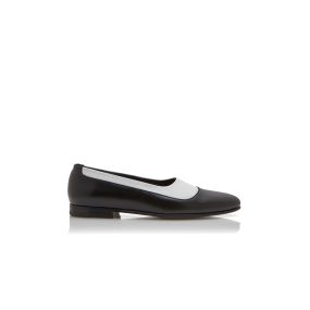 LARCH | Men's Black and White Calf Leather Loafers | Manolo