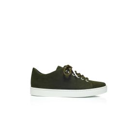SEMANADA | Dark Green Suede Low Cut Sneakers | Manolo Blahnik