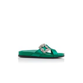 [MANOLO BLAHNIK] CHILANGHIサンダル サテン クリスタルバックル MANOLO BLAHNIK] CHILANGHIサンダル サテン クリスタルバックル