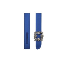 【MANOLO BLAHNIK】HANGISI BELT/ハンギシベルト HANGISI BELT | Off-White Satin Crystal Buckled Belt | Manolo