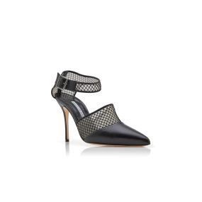 MAYSALE | Black Suede Kitten Heel Mules | Manolo Blahnik