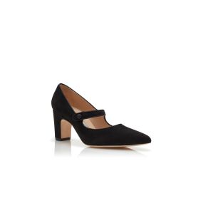 【Manolo Blahnik】Campariba70スエードメリージェーンパンプス CAMPARIPEARL | Black Suede Mary Jane Pumps | Manolo Blahnik