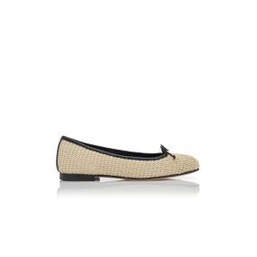 VERALLI | Light Beige and Black Rafia Ballerina Flats