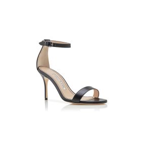 CHAOS | Black Nappa Leather Ankle Strap Sandals | Manolo Blahnik