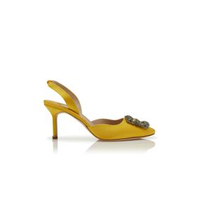 【オンライン限定商品】  Yellow | HANGISLI Satin Pumps Slingback Buckle Jewel ハイヒール/パンプス