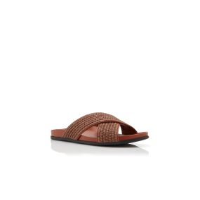 CHILTERN | Men's Dark Brown Raffia Flat Sandals | Manolo Blahnik