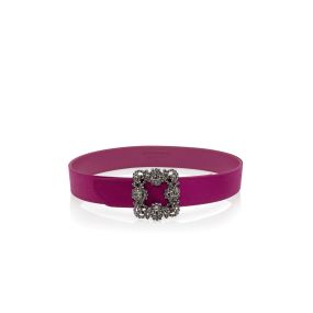 HANGISI BELT | Dark Fuchsia Satin Crystal Buckled Belt