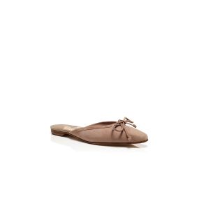 BALLERIMU | Light Beige Suede Flat Mules | Manolo Blahnik