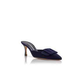サンダル・ミュール Manolo Blahnik Navy blue suede Maysli pumps MAYSLI | Navy Blue Suede Slingback Pumps | Manolo Blahnik