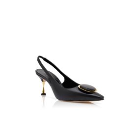 CHIARANSLI | Black Nappa Leather Slingback Pumps | Manolo