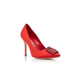 MANOLO BLAHNIK ハンギシ HANGISI | Black Satin Jewel Buckle Pumps | Manolo Blahnik