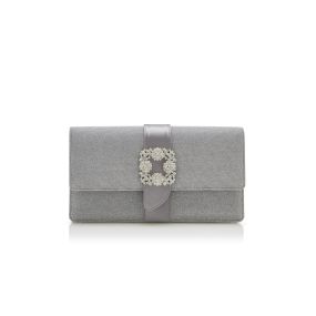 CAPRI GLITTER | Silver Glitter Jewel Buckle Clutch | Manolo
