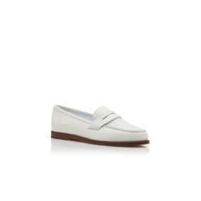 PERRITA White Calf Leather Penny Loafers Manolo Blahnik