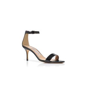 【美品】MANOLO BLAHNIK Chaos ストラップレザーサンダル 黒 CHAOS | Black Patent Leather Ankle Strap Sandals | Manolo