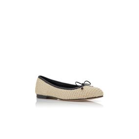 VERALLI | Light Beige and Black Rafia Ballerina Flats