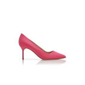 BB 70 | Pink Linen Pointed Toe Pumps | Manolo Blahnik