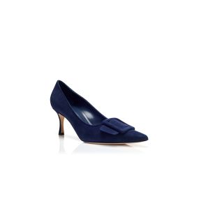 MAYSALEPUMP 70 | Navy Blue Suede Buckle Detail Pumps MAYSALEPUMP 70 | Navy Blue Suede Buckle Detail Pumps