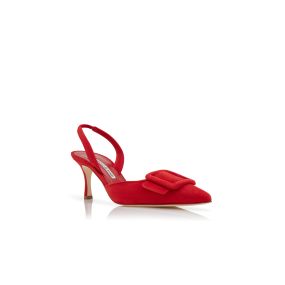 MAYSLI | Red Suede Slingback Pumps | Manolo Blahnik