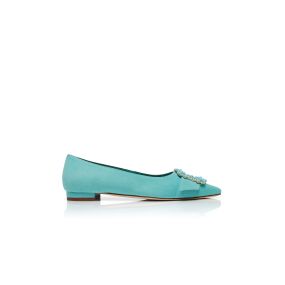 MANOLO BLAHNIK FLAT ウール Manolo Blahnik - Mayslibi Dark Green Raffia Slingback, 70mm