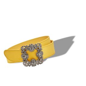 HANGISI BELT | Yellow Satin Crystal Buckled Belt | Manolo Blahnik