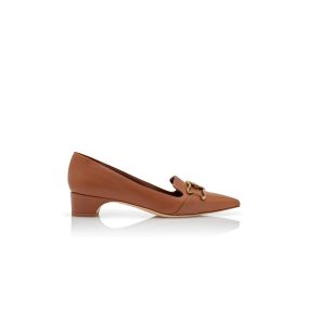 [MANOLO BLAHNIK]PHOBEPLA カーフレザー バックル パンプス 30mm PHOBEPLA | Brown Calf Leather Buckle Detail Pumps | Manolo