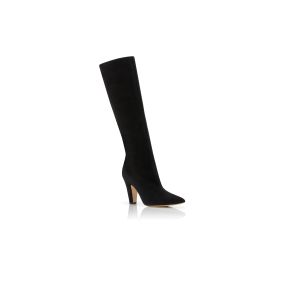 Designer Black Suede Knee High Boots - Thumbnail Upsell