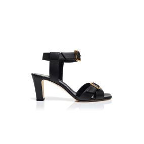 サンダル・ミュール MANOLO BLAHNIK Women Sandals HIEBI4221404 BLCK Black MANOLO BLAHNIK Satin Black Sandals 7cm Heel
