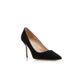 MANOLO BLAHNIK 黒 BBスエードパンプス 35.5 MANOLO BLAHNIK BB 105 Black Suede Stiletto Closed Pointed
