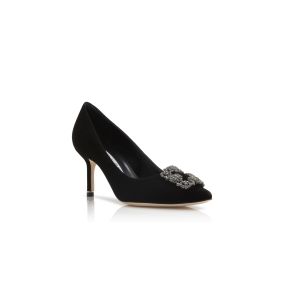 HANGISI VELVET 70 | Black Velvet Jewel Buckle Pumps | Manolo