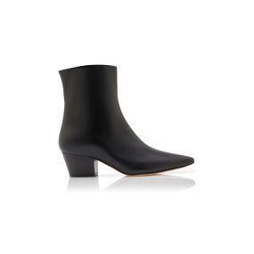AGNETAPLA | Black Calf Leather Ankle Boots | Manolo Blahnik