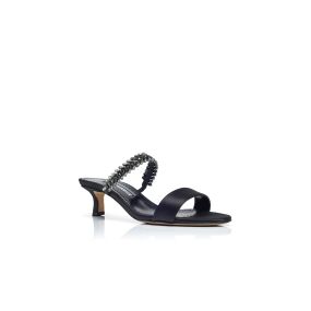 サンダル・ミュール MANOLO BLAHNIK Black Satin Clorette Mules MB24517S-Manolo-Blahnik-