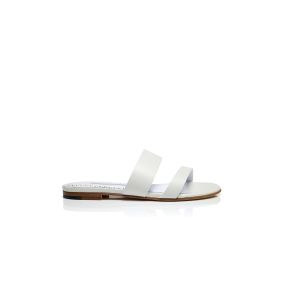 SERRATO | White Calf Leather Flat Sandals | Manolo Blahnik